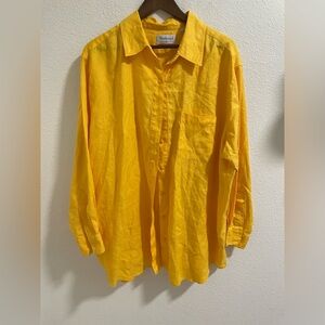 Westbound II Yellow linen button down shirt